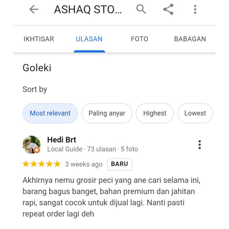 ulasan google maps ashaq store cerme gresik