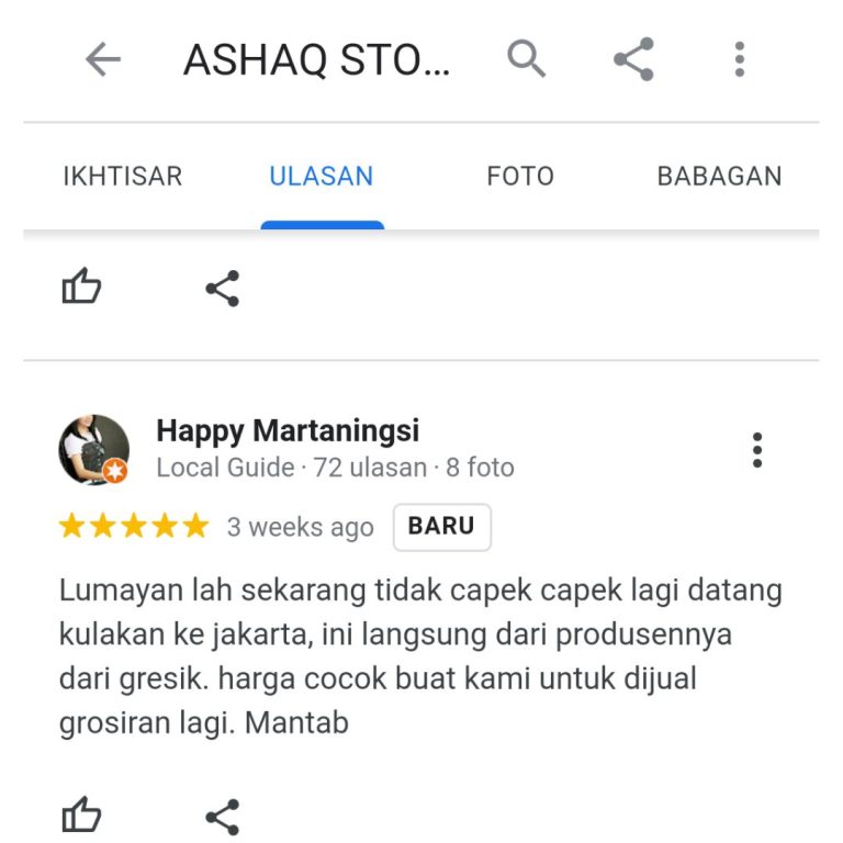 ulasan google maps ashaq store cerme kidul gresik